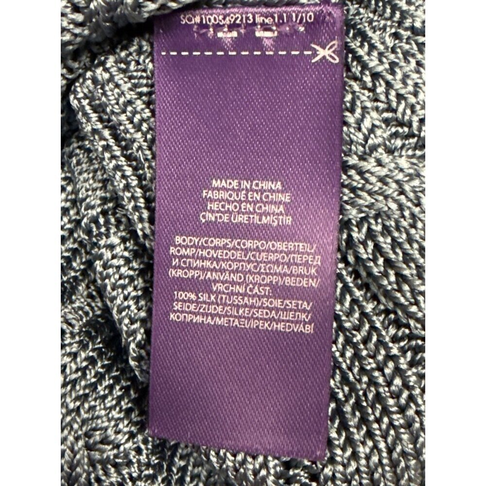 Ralph Lauren Collection Women's Sweater 100% Silk Cableknit Purple Label Blue XL - Picture 9 of 11